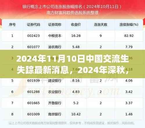 中国交流生失踪事件最新进展,深秋之际的最新消息