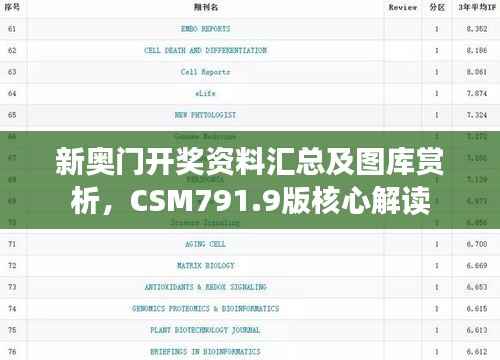 新奥门开奖资料汇总及图库赏析,CSM791.9版核心解读