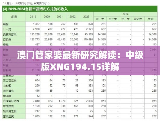 澳门管家婆最新研究解读:中级版XNG194.15详解