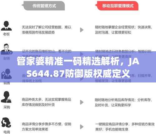 管家婆精准一码精选解析,JAS644.87防御版权威定义